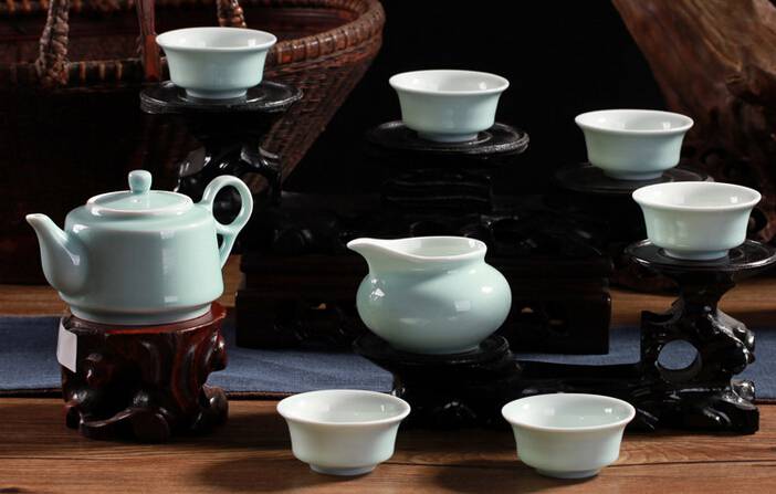 盛景和窑景德镇8头高白瓷陶瓷茶具套装